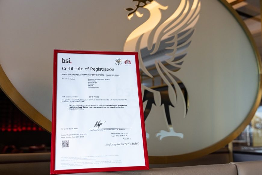 LFC becomes first Premier League club to be sustainably certified |  