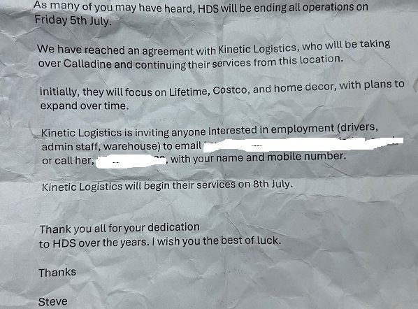 ‘I wish you the best of luck’ – 90 jobs go as delivery firm collapses | TheBusinessDesk.com